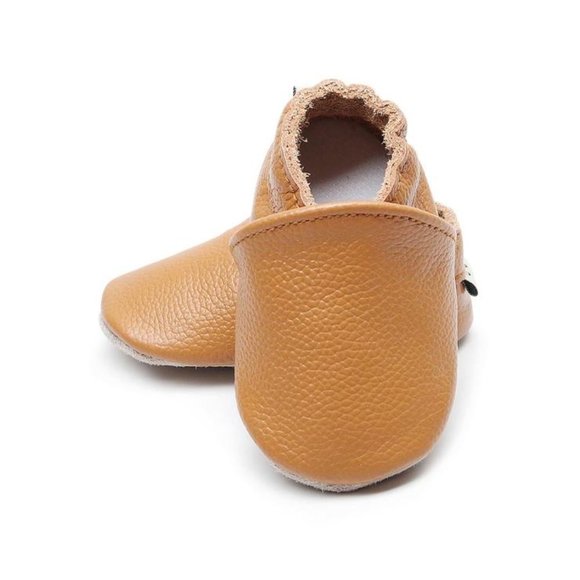 BROWN BABY TODDLER LEATHER SHOES / MOCCASINS - Picture 3 of 5